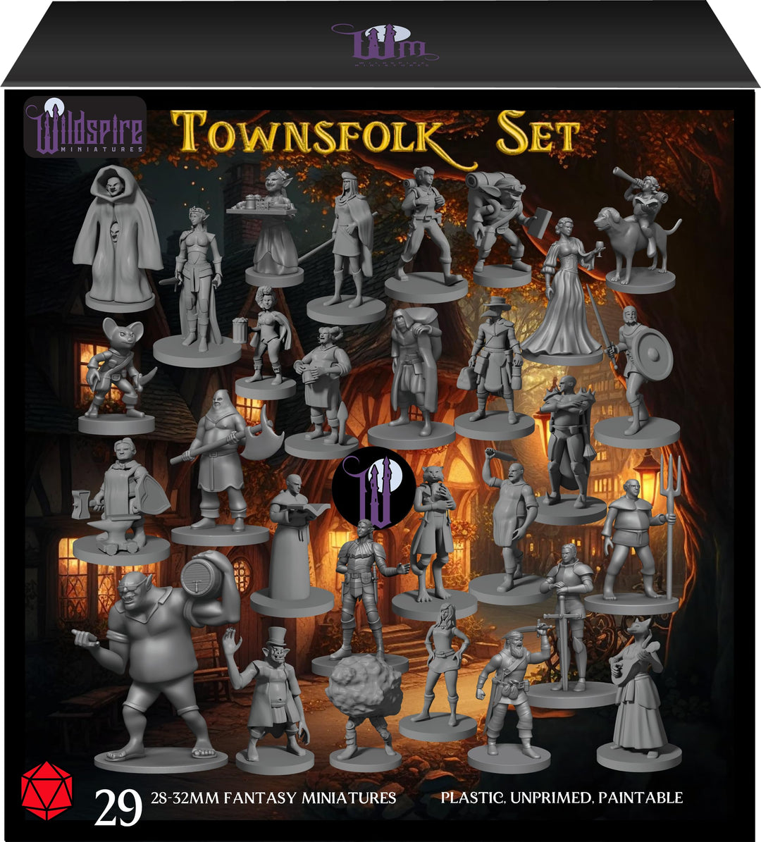 29 Heroische Stadtbewohner Fantasy Miniaturen für D&D - Dungeons and Dragons Starterset - Unlackiert