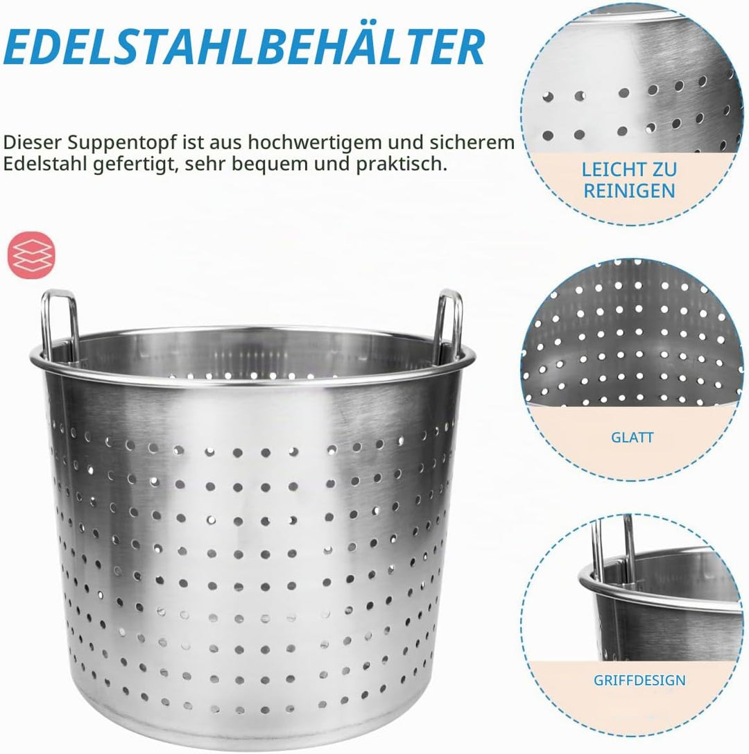 HEMOTON Suppentopf, Siebkorbeinsatz,Meeresfrüchte Kochtopf, Langusten und Krabben Dampftopf, Edelsta