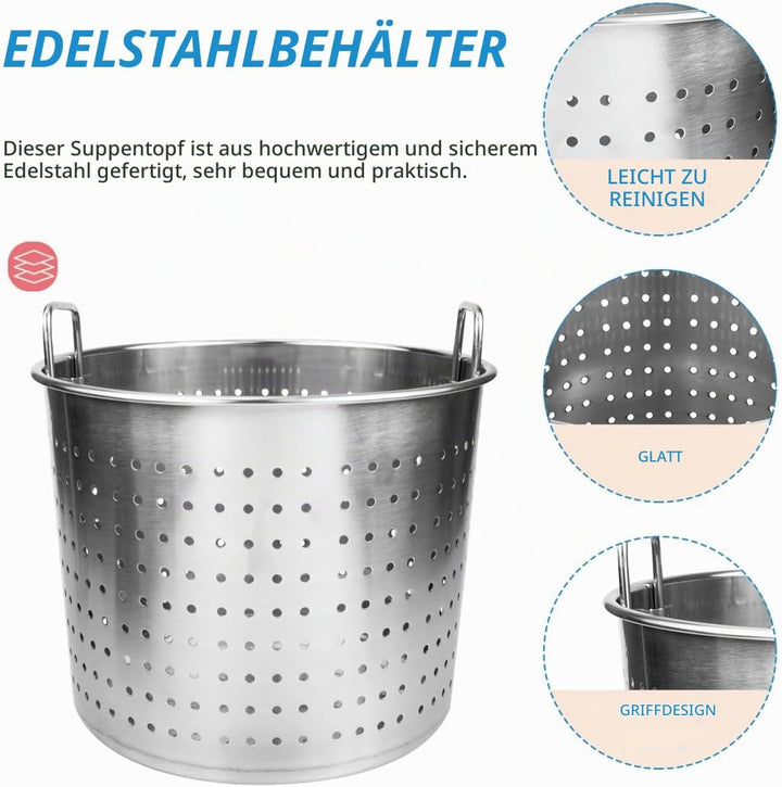 HEMOTON Suppentopf, Siebkorbeinsatz,Meeresfrüchte Kochtopf, Langusten und Krabben Dampftopf, Edelsta