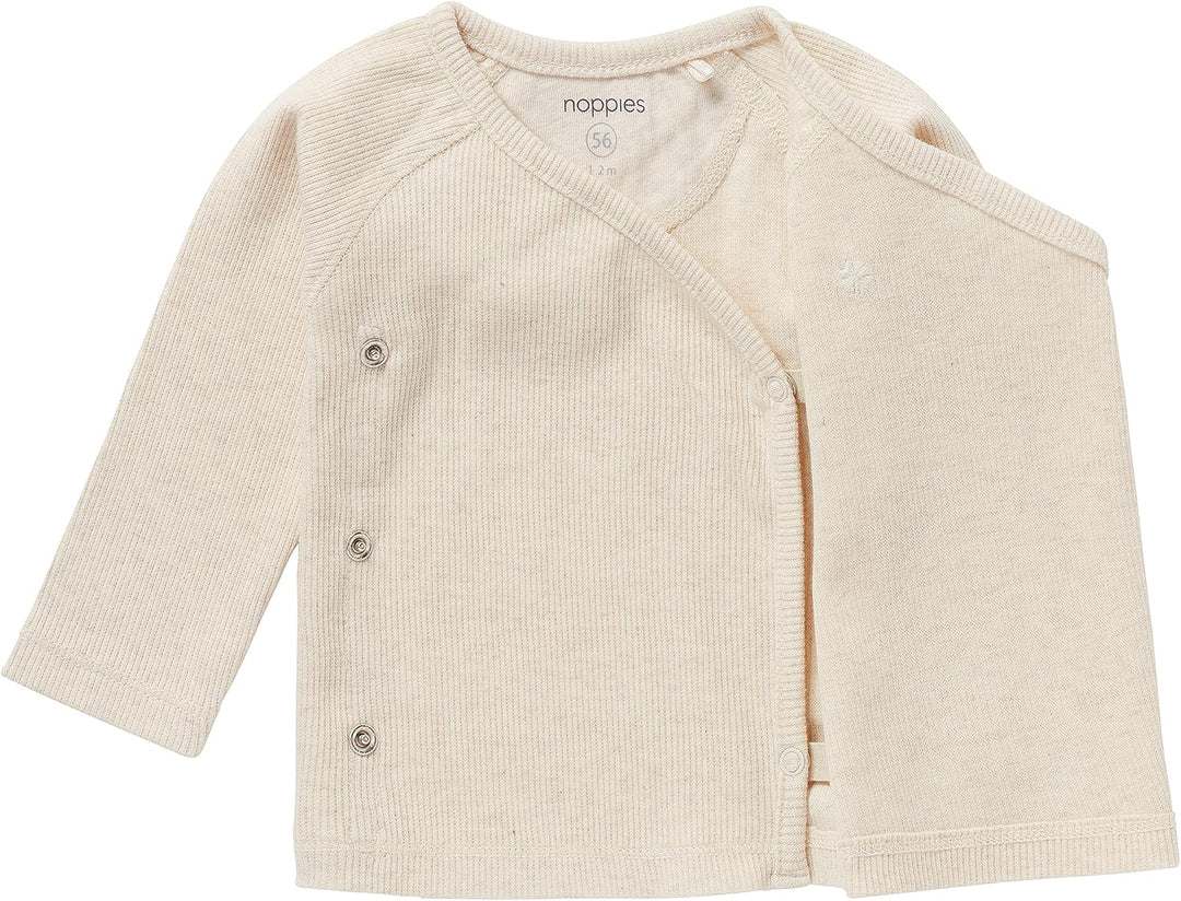 Noppies Unisex Baby U Tee Overlap Ls Rib Nanyuki T-Shirt 56 Ras1202 Oatmeal -P611, 56 Ras1202 Oatmea