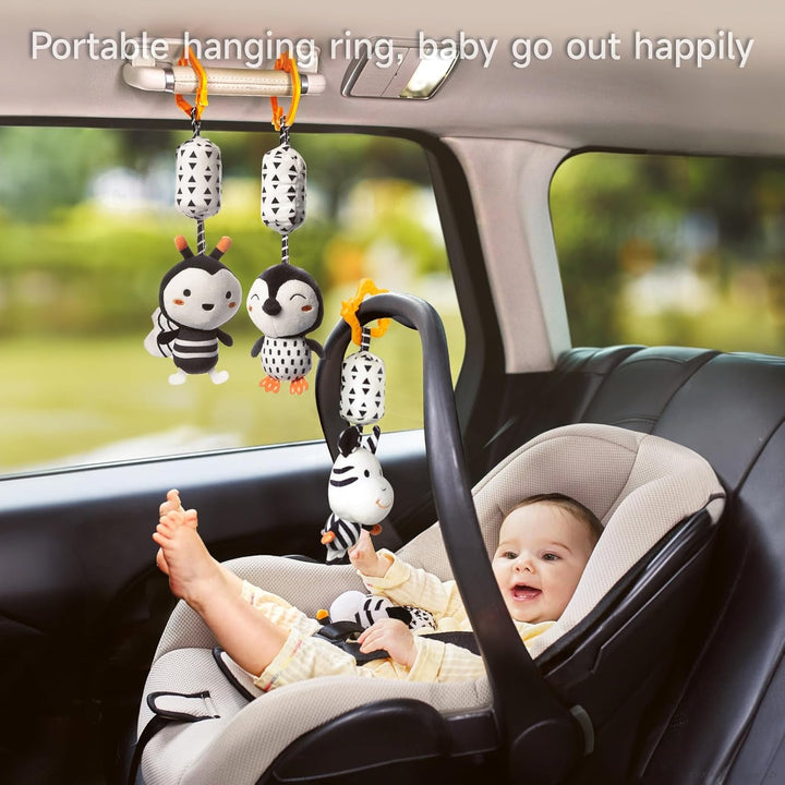TUMAMA Baby Kinderwagen Spielzeug 0 3 6 9 12 Monate, Babyrassel Hängespielzeug für Kinderbett Autosi