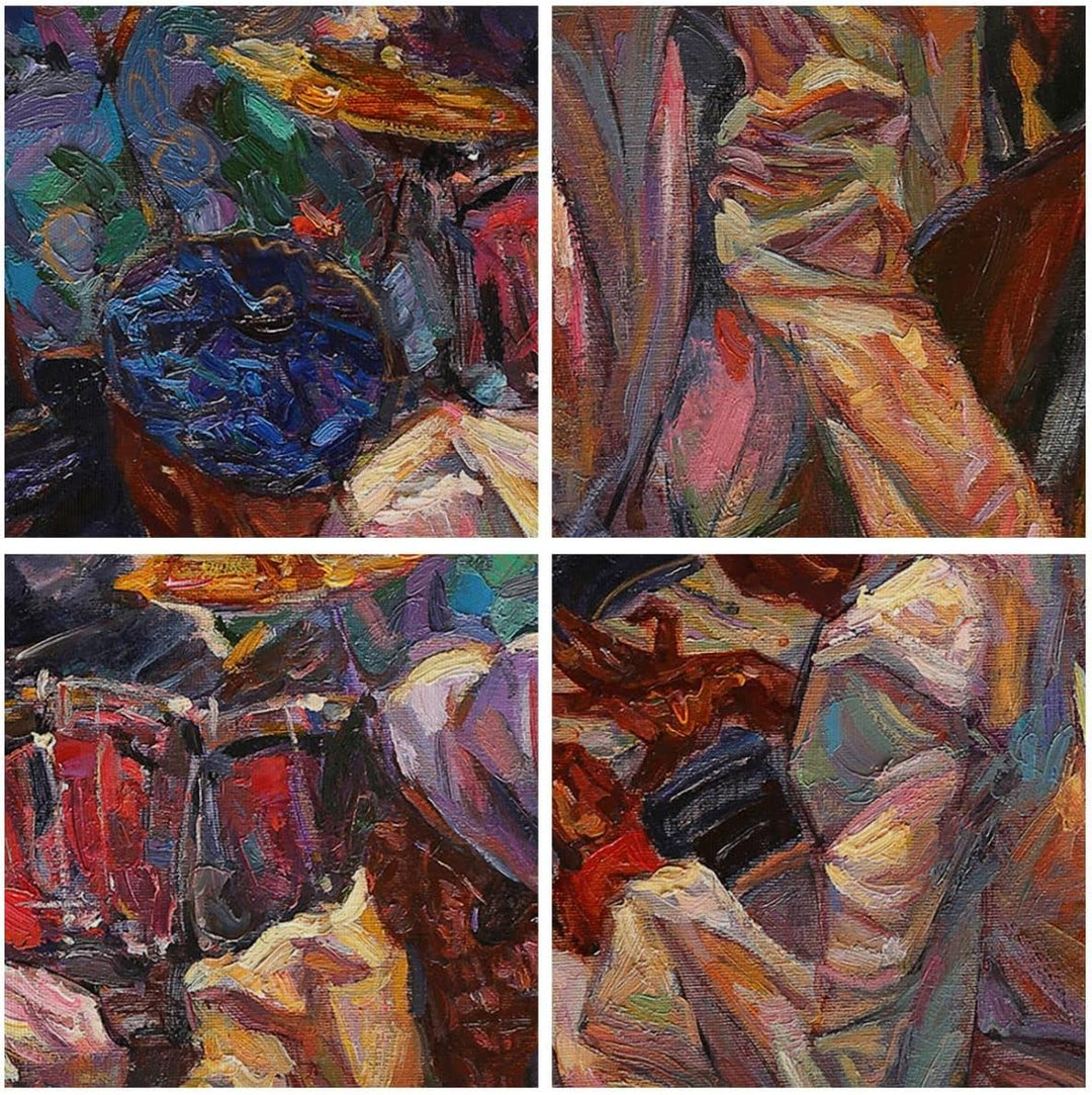 Bilder auf Leinwand 100x70cm Leinwandbild mit Rahmen Jazz Musik Band Gross Wanddeko Bild Schlafzimme