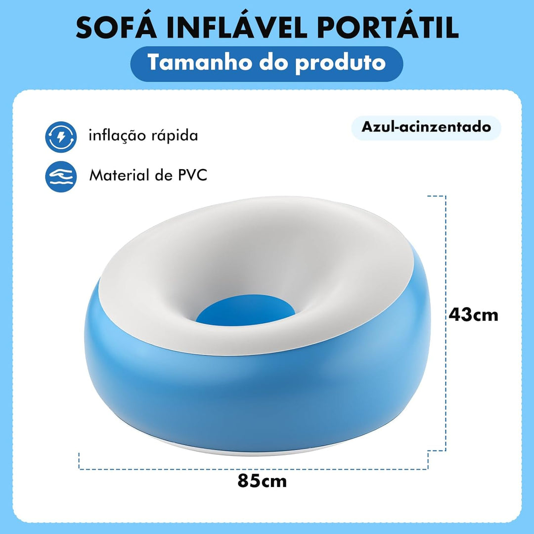 Aufblasbares Sofa, 85 * 85 * 43cm Aufblasbarer Sessel aus PVC, 100 kg Tragfähigkeit Strandliege Aufb