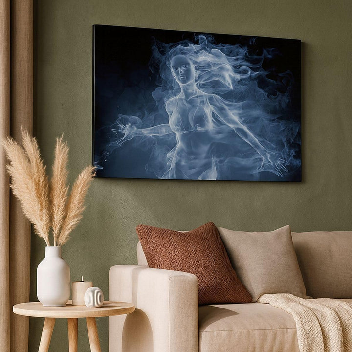 Bilder auf Leinwand 100x70cm Leinwandbild Mädchen rauch nebel kunst Gross Wanddeko Bild Schlafzimmer