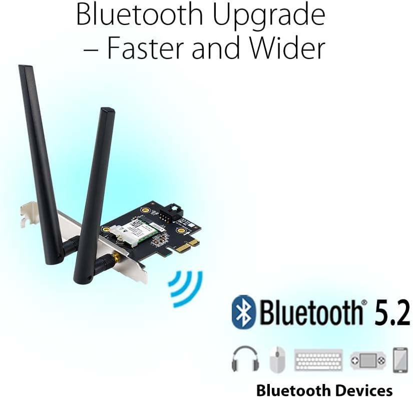 ASUS PCE-AX1800 PCI-E Wi-Fi 6 (802.11ax) AX1800 Dual Band mit Bluetooth 5.2, WPA3, OFDMA und MU-MIMO