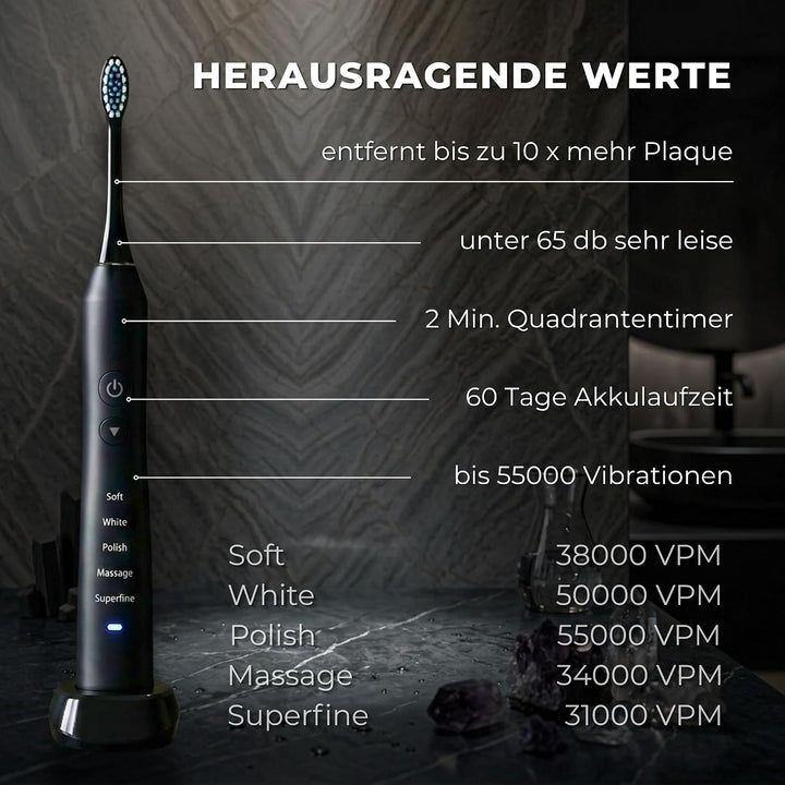 Elektrische Schallzahnbürste 55000 VPM, risikofrei 100 Tage testen | Tristan Auron Business Class Do