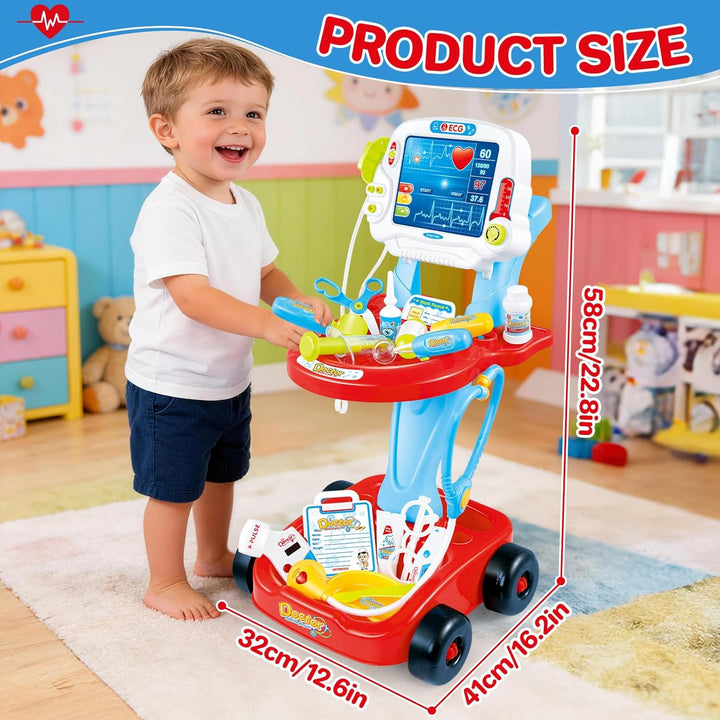 deAO Toys Little Doctor tragbares Krankenhaus-Spielset für Kinder, für Rollenspiele, mit