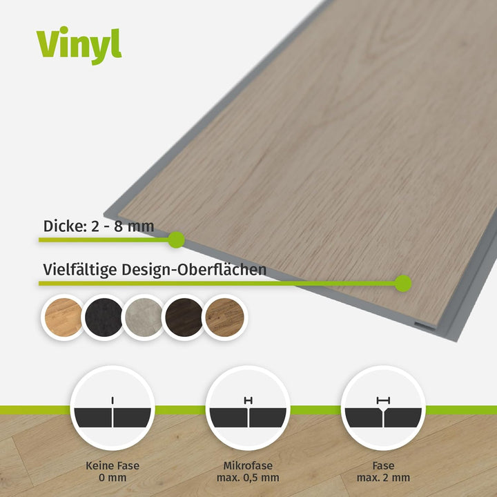 HORI Klick Hartvinylboden Rigid SPC Landhausdiele Holzoptik - Klick-Vinyl mit Trittschalldämmung - s