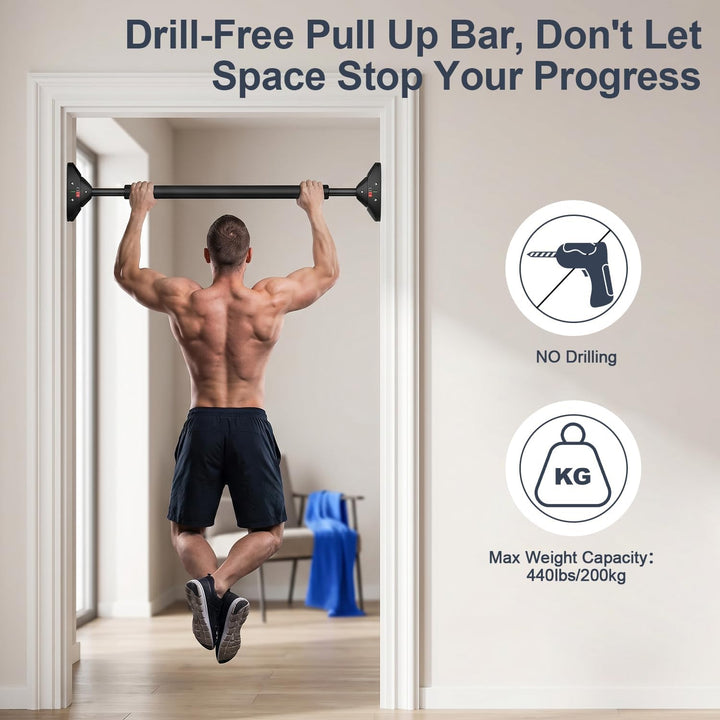 Klimmzugstange Türrahmen,Pull Up Bar Tragkraft bis 200 Kg,Reckstange Ohne Schrauben 74-97 cm Auszieh
