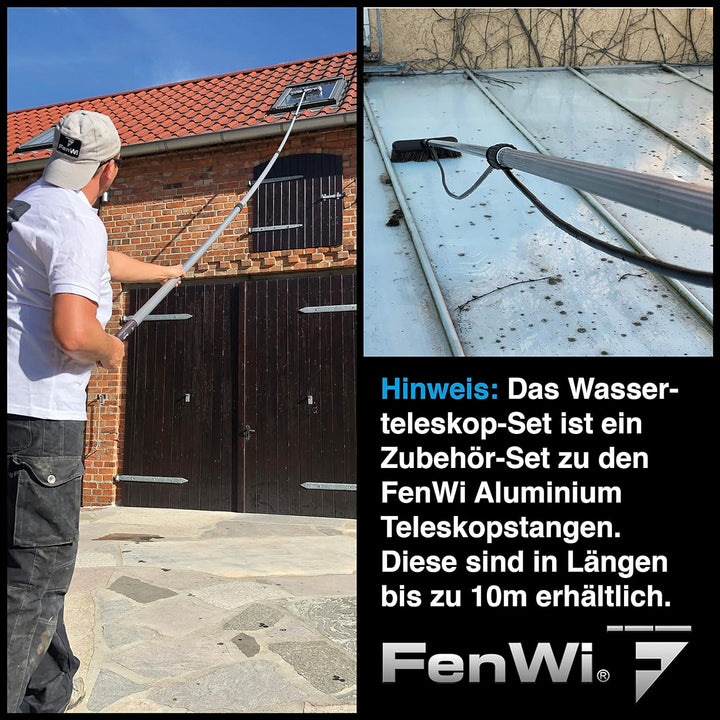 FenWi Nachrüst-Set für Profi ALU Teleskopstange in Wasserteleskopstange mit Schlauchanschluss Waschb
