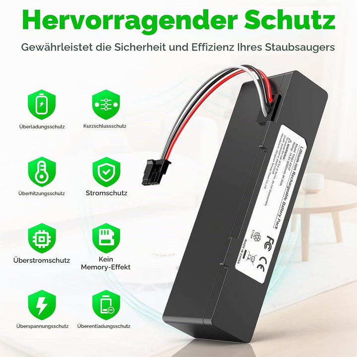 ASUNCELL 6500mAh li-ion Akku für Xiaomi Mop 2S / Mop Pro/Mop P Roboter Staubsauger, Ersatzakku kompa