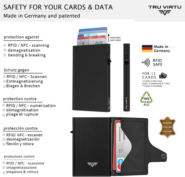 TRU VIRTU® Wallet Click &amp; Slide Strap Edition Diagonal Carbon Black/Black, Diagonal Carbon Black/Bla