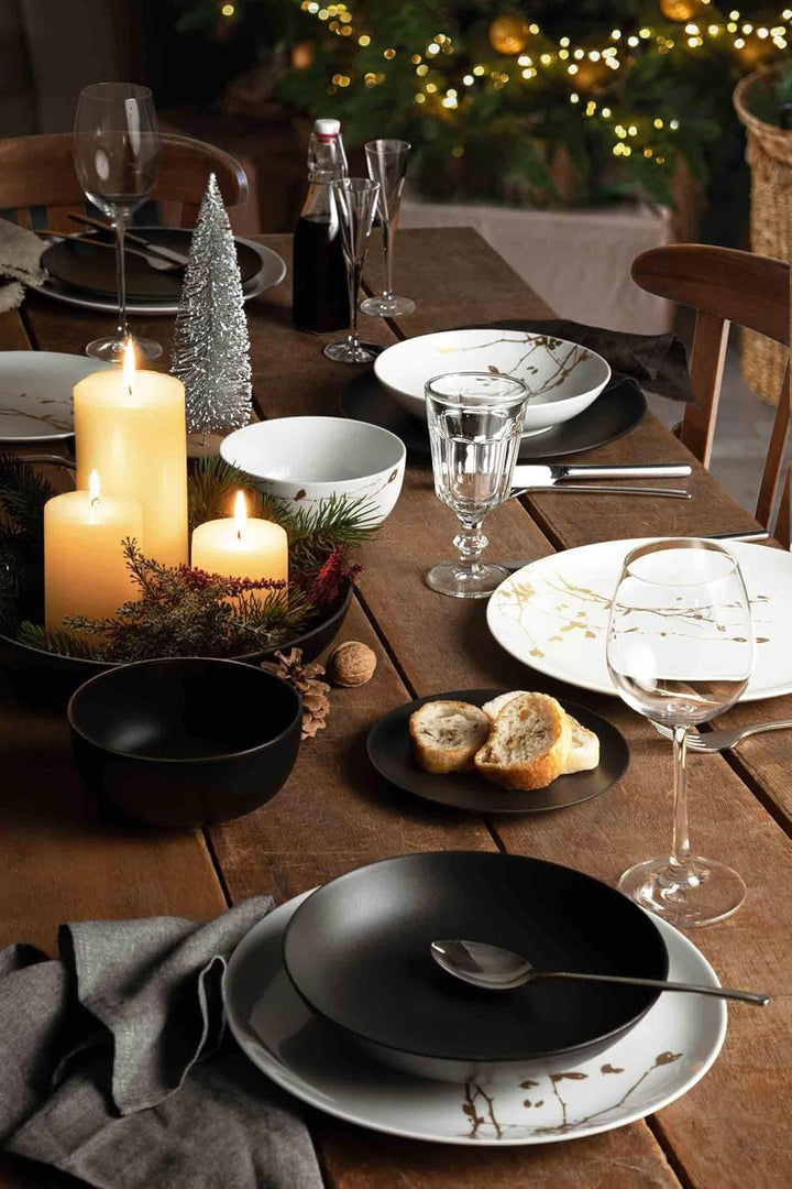 Seltmann Weiden Liberty Velvet Black Suppenteller 6er Set, 21 cm, Tiefe Essteller mit mattem Finish,