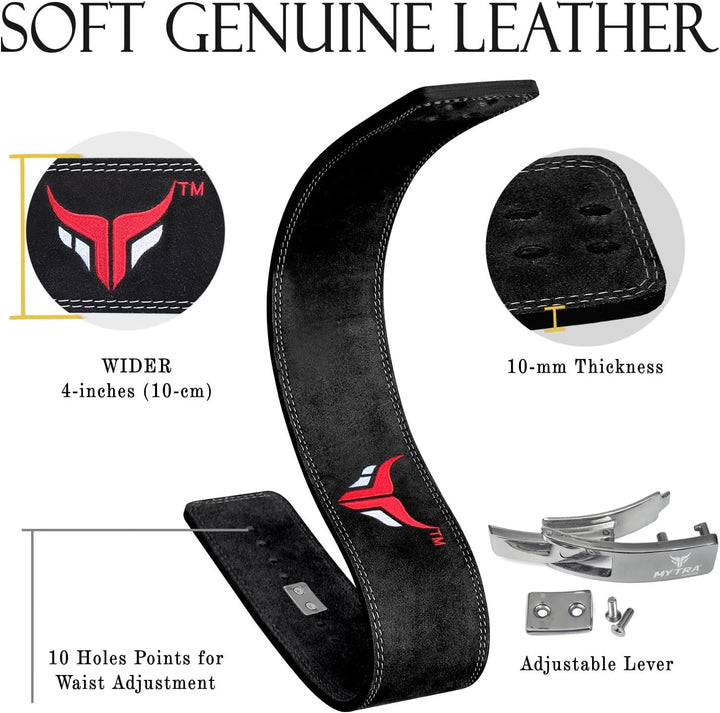 Mytra Fusion gewichthebergürtel 100% Echtes Leder Weightlifting Belt weisse Schnalle, Lifting Belt f