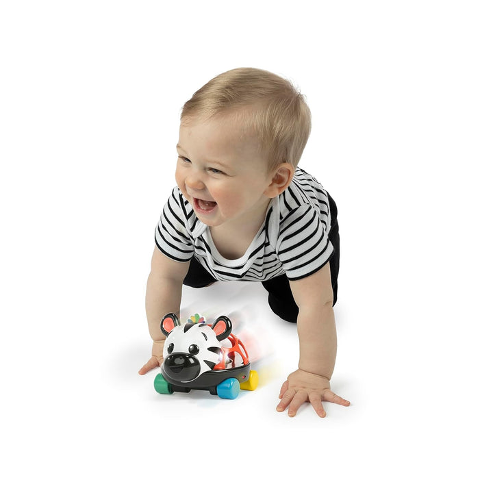 Baby Einstein Curious Car Zen Oball Spielzeugauto & Rassel, Leuchtet, ab 3 Monaten, Zen das Zebra Ze
