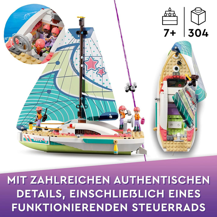LEGO 41716 Friends Stephanies Segelabenteuer Spielzeug-Segelboot mit 3 Mini-Puppen, Geschenk für Kin