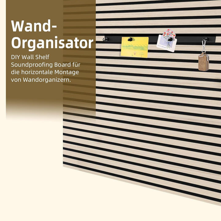 Wandorganizer für Akustikpaneel, Haken, Box & Regal Metall, Ablage für Akustikpaneele Lamellen Wandp