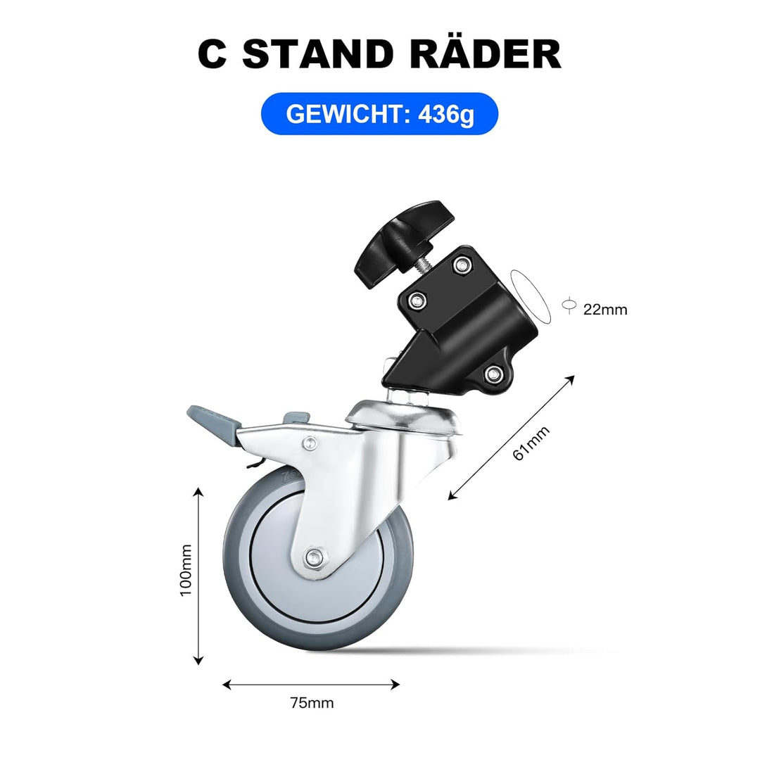 Soonpho 3 Stück Stativrollen Lichtstativ Rollen für stativ Wheels stativ Wheels Lampenstativ Profess