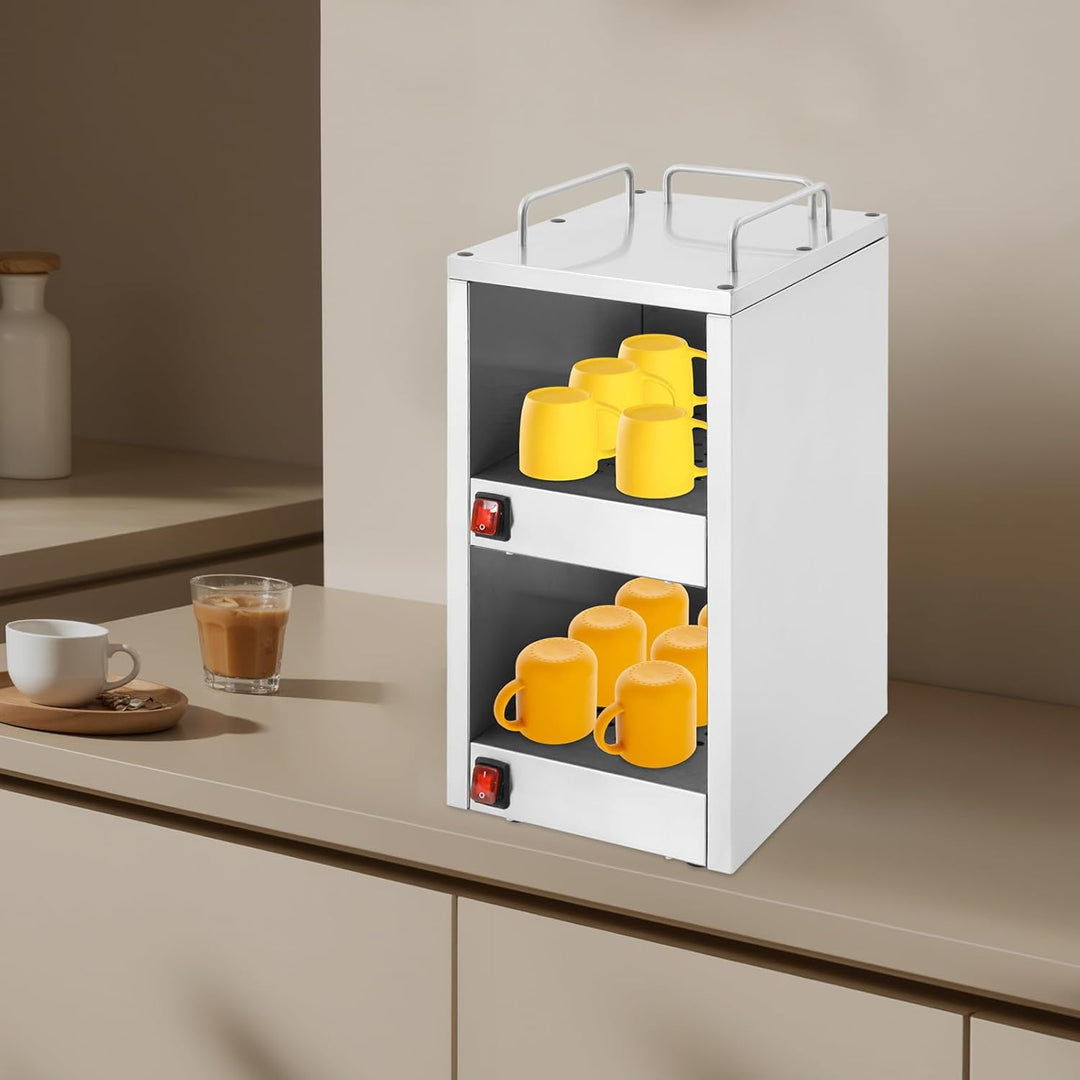 Kommerzieller elektrischer Tassenwärmer 25 * 32 * 55.5cm 2 Ablageflächen Coffee Mug Warmer 140W Kaff