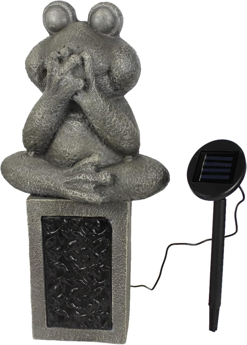 Arnusa Gartenfigur Frosch mit Solarbeleuchtung Gartendeko Statue 54,5 x 26,5 cm Solarlampe Tierfigur