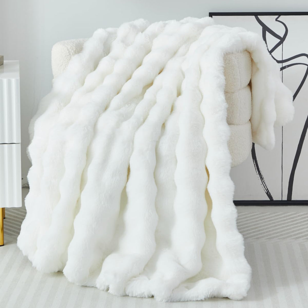 Kuscheldecke Kaninchen Plüsch Flauschige Decke Soft Wohndecke Dick 1000GSM Flanell Decke Couchdecke