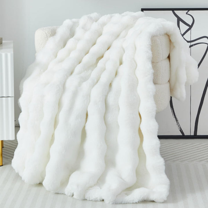 Kuscheldecke Kaninchen Plüsch Flauschige Decke Soft Wohndecke Dick 1000GSM Flanell Decke Couchdecke