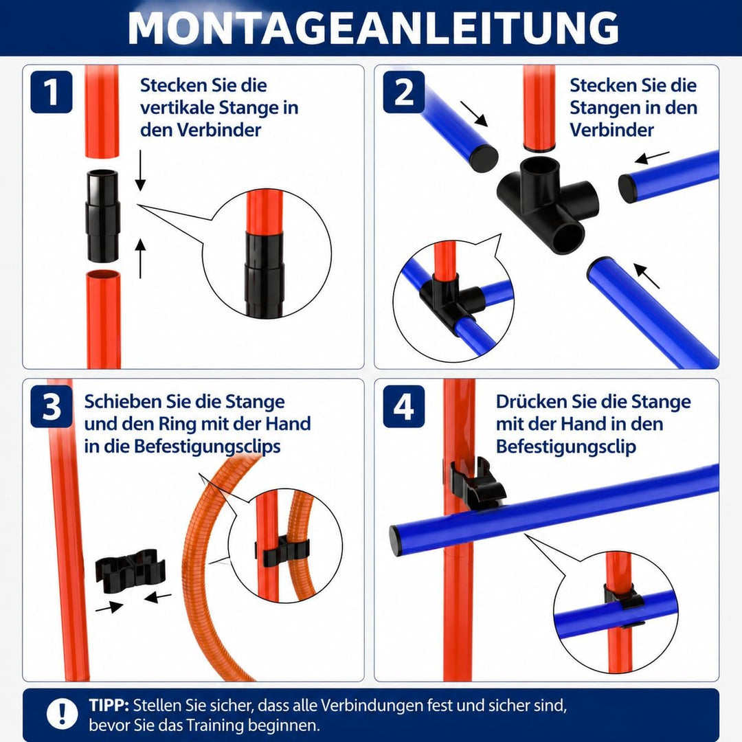 Agility-Trainingsset für Hunde, Hindernisset mit Slalomstangen, Hundesport-Ausrüstung, für Grosse un