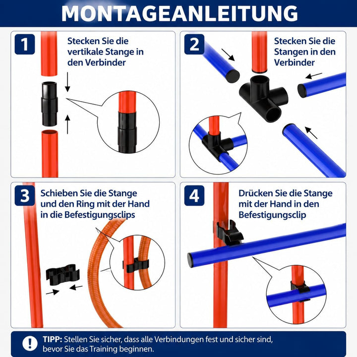 Agility-Trainingsset für Hunde, Hindernisset mit Slalomstangen, Hundesport-Ausrüstung, für Grosse un
