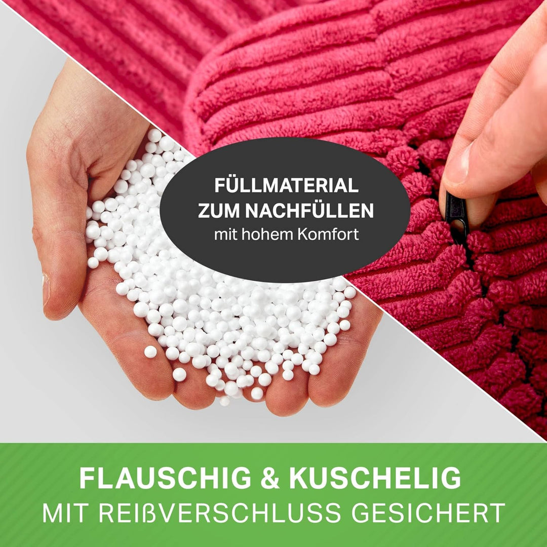 Green Bean® Indoor Sitzhocker Pouf 45x25cm EPS-Perlen Füllung & Cordstoff Kuschelig Weich Waschbar -