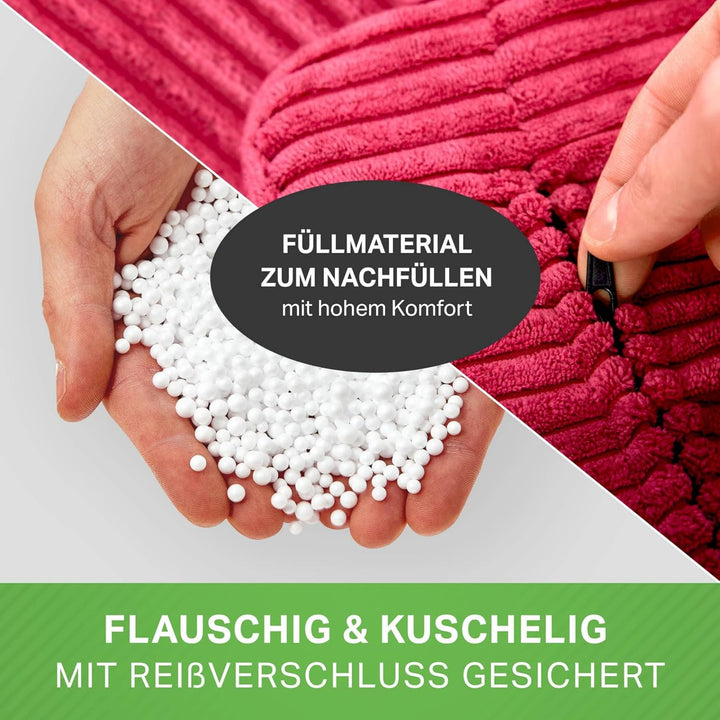 Green Bean® Indoor Sitzhocker Pouf 45x25cm EPS-Perlen Füllung & Cordstoff Kuschelig Weich Waschbar -
