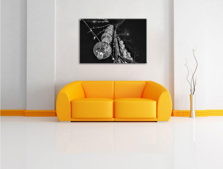 Pixxprint Monocrome, traditionelle chinesische Lampions, Format: 100x70 auf Leinwand, 100x70