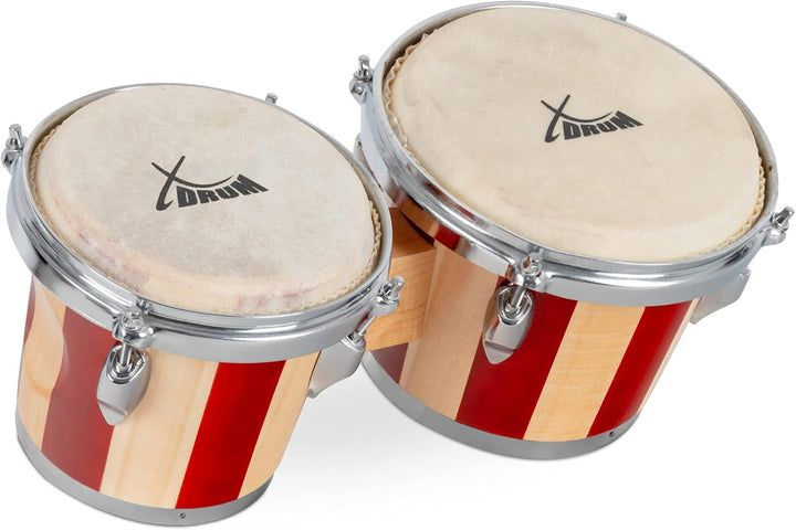 XDrum Bongos Retro - 2 Trommeln mit 16,5 cm (6,5") und 19 cm (7,5") Durchmesser - Bongotrommeln mit