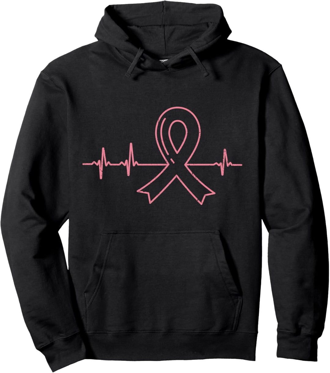 Brustkrebs Bewusstsein Herzschlag Unterstützung Awareness Pullover Hoodie