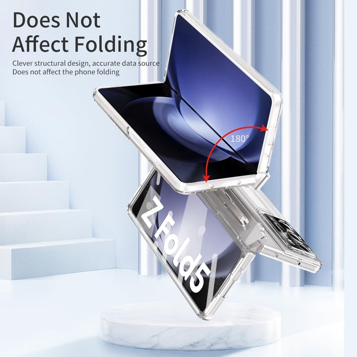 NINKI Kompatibel Samsung Galaxy Z Fold 3 Hülle mit S Pen Scharnierschutz,Luxus Beschichtung Transpar