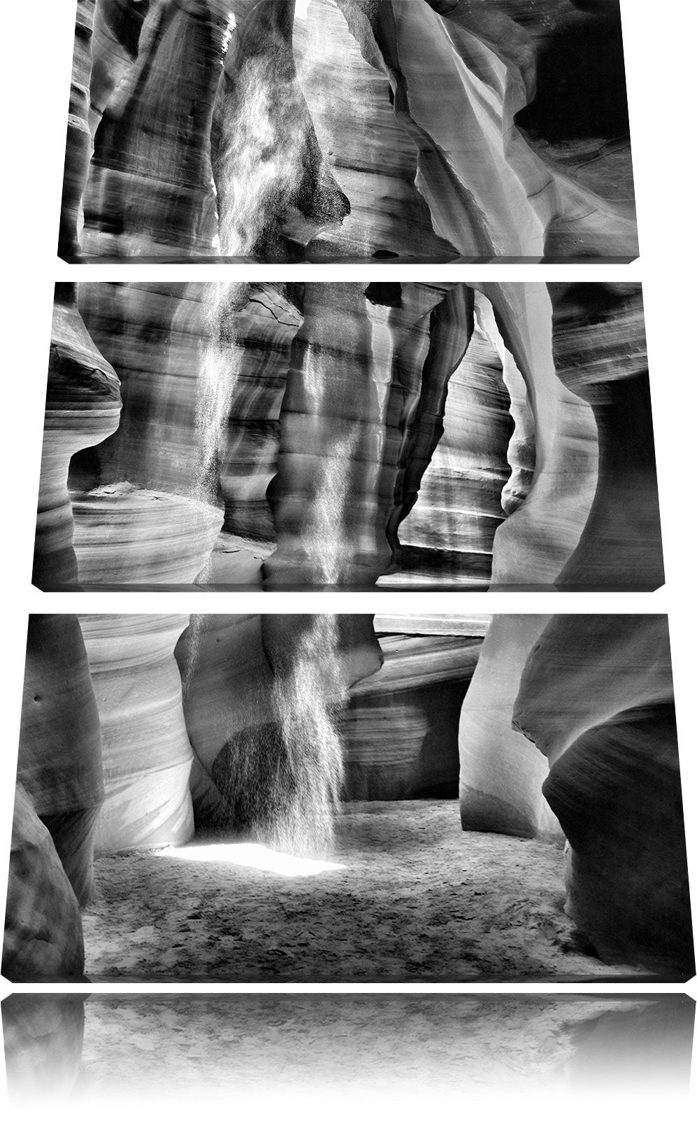 Pixxprint Monocrome, Sand rieselt im Antelope Canyon 3-Teiler Leinwandbild 120x80 Bild auf Leinwand