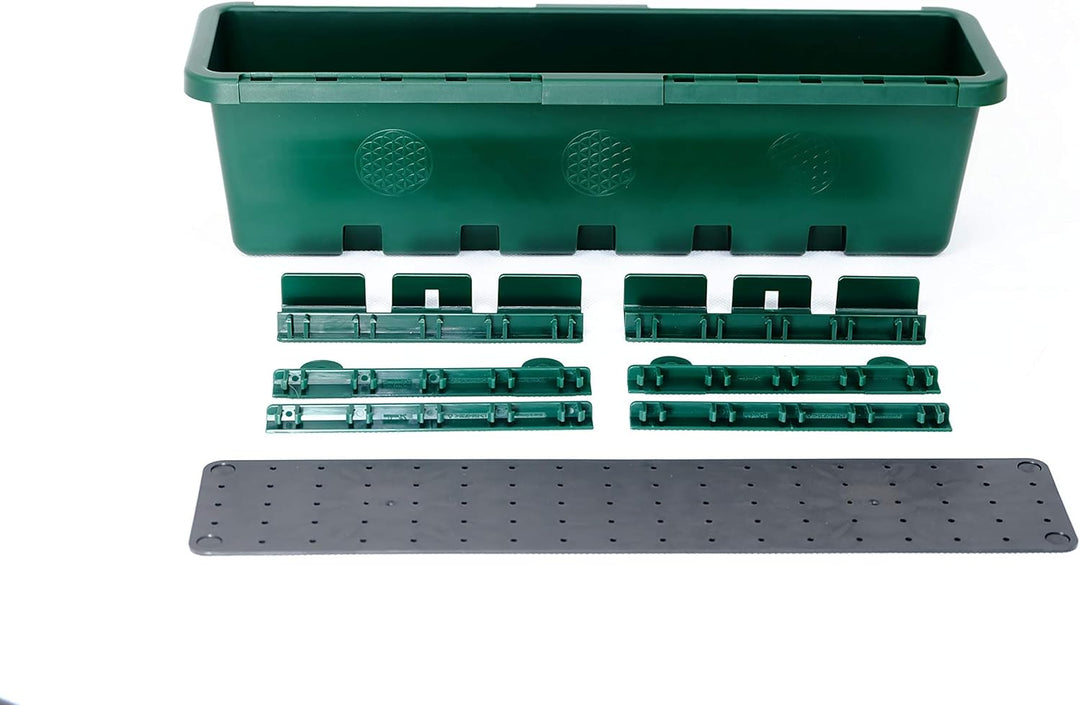 GreenLife Blumenbox 3 Stück Pflanzkasten Blumenkasten Balkonkasten (Grün), Grün