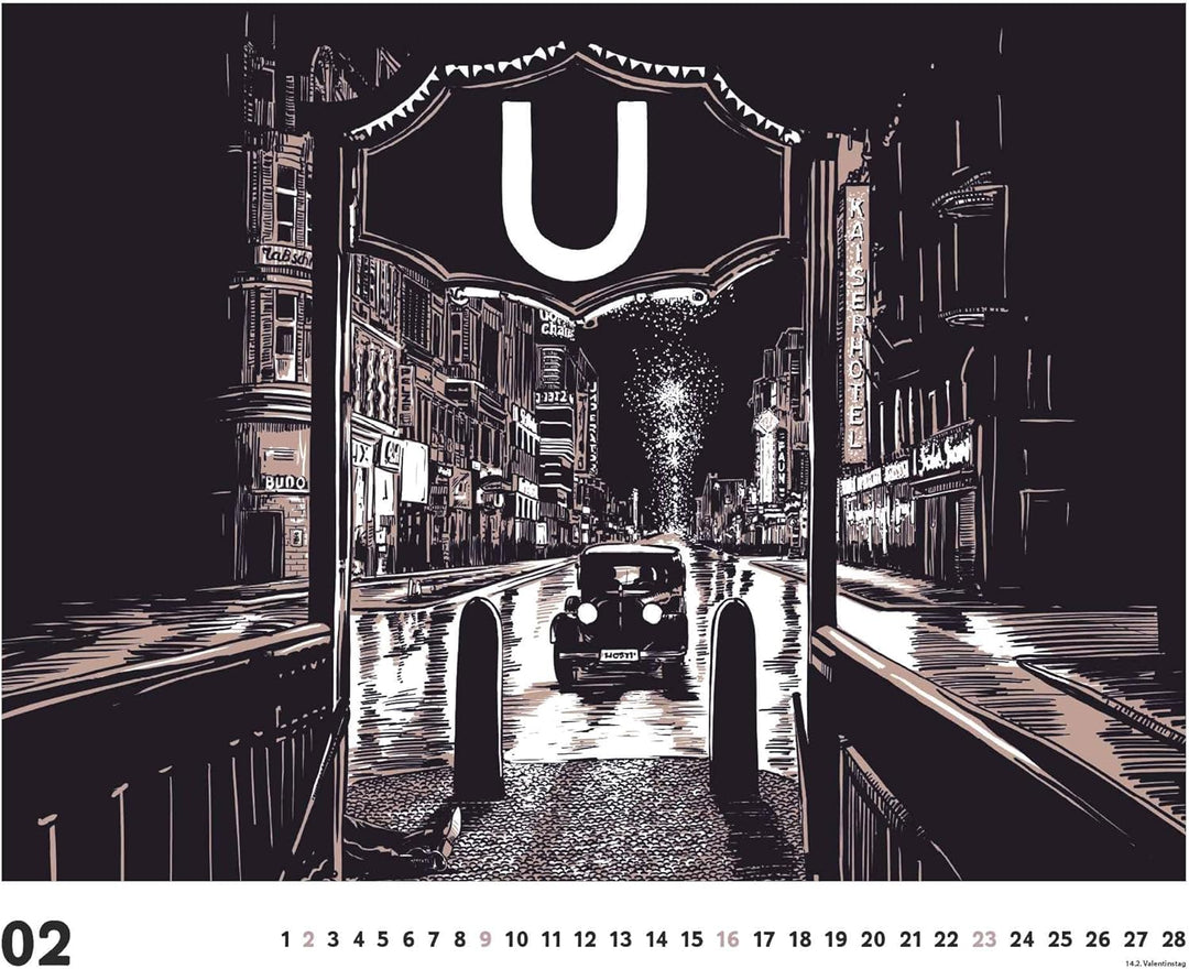 DUMONT - Berlin: Die Goldenen Zwanziger 2025 Wandkalender, 60x50cm, Kunstkalender mit Zeichnungen vo