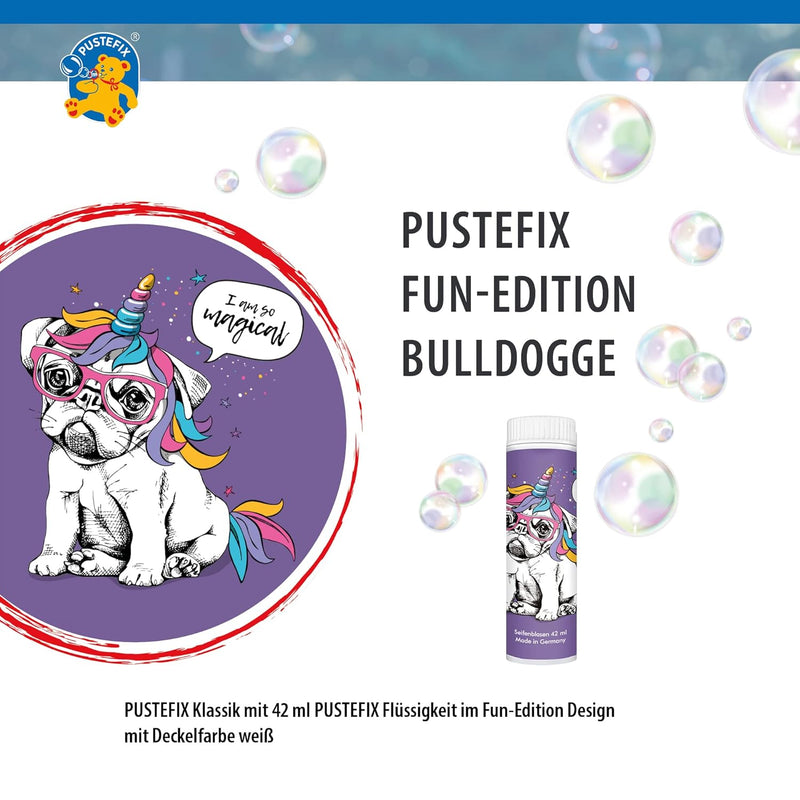 PUSTEFIX Seifenblasen Set I 50 x Klassik 42ml Fun-Edition Bulldogge I Bubbles Made in Germany I Hund