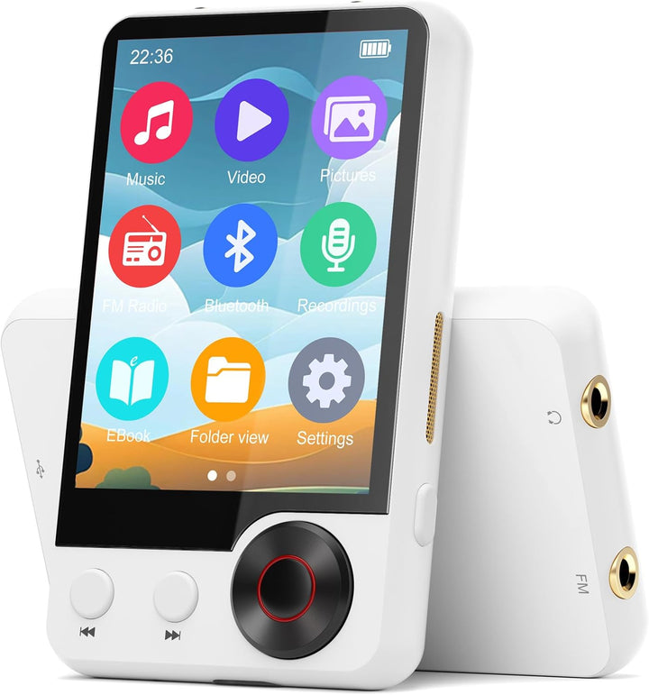 128GB MP3-Player mit Bluetooth 5.3, Tragbarer Verlustfreier HiFi-Musikplayer mit Zwei Kopfhöreransch