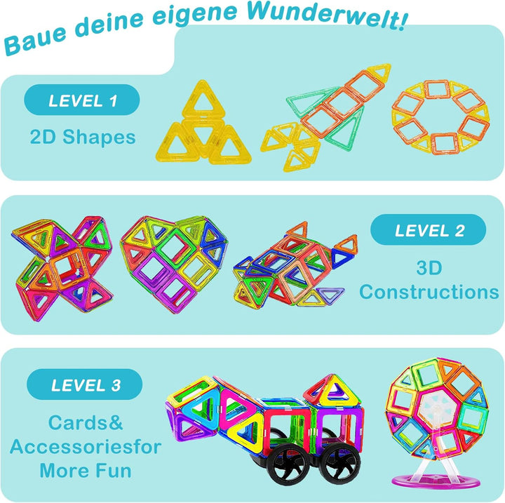 Magnetische Bausteine 120 Teile Magnetspielzeug Kinder Lernspielzeug ab 3 4 5 6 7 8 Jahre Magneten S