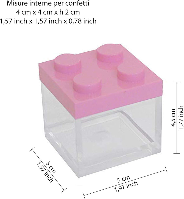 Omada Design Bonbonierre aus Plastik mit Deckel, 48 Stücke, quadrat und 5X5X5 cm, ideal als Geschenk