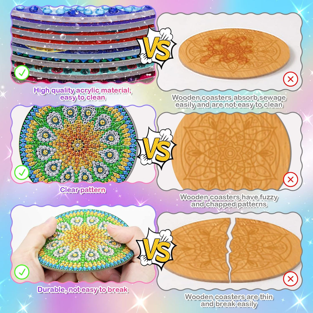 Tateangnik Mandala Diamond Painting Basteln für Kinder, Untersetzer Bastelset Mädchen 8 9 10 11 12 J