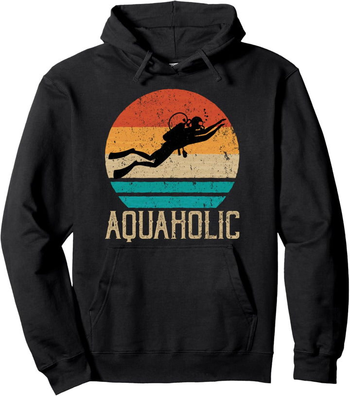 Aquaholic Scuba Diver Vintage Lustiges Tauchen Pullover Hoodie