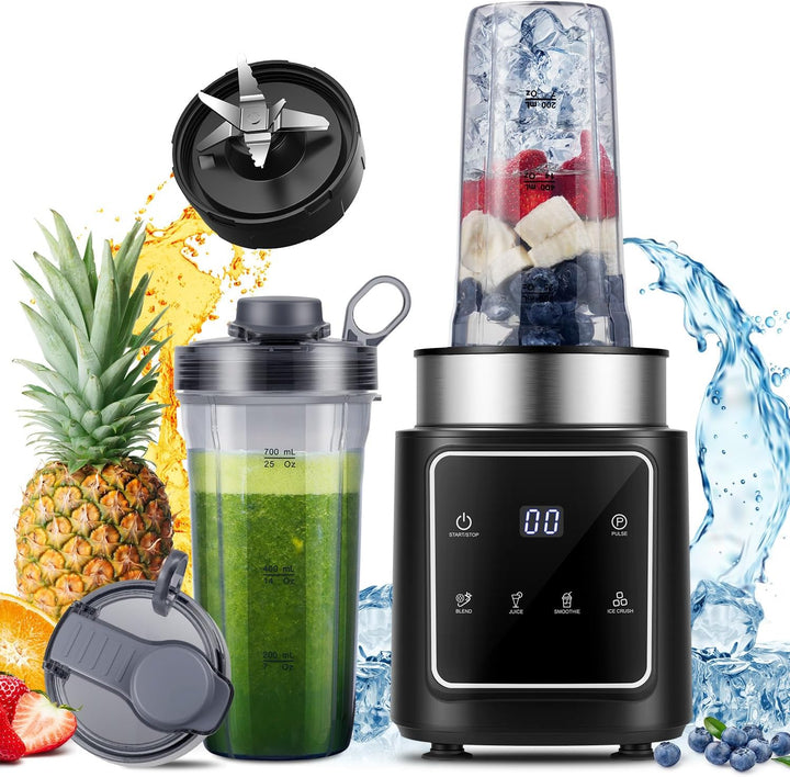 SHARDOR Standmixer, 1500 W, Smoothie Maker Mit 4 Programme + Pulsfunktion, Eisknackmesser 6-Klingen
