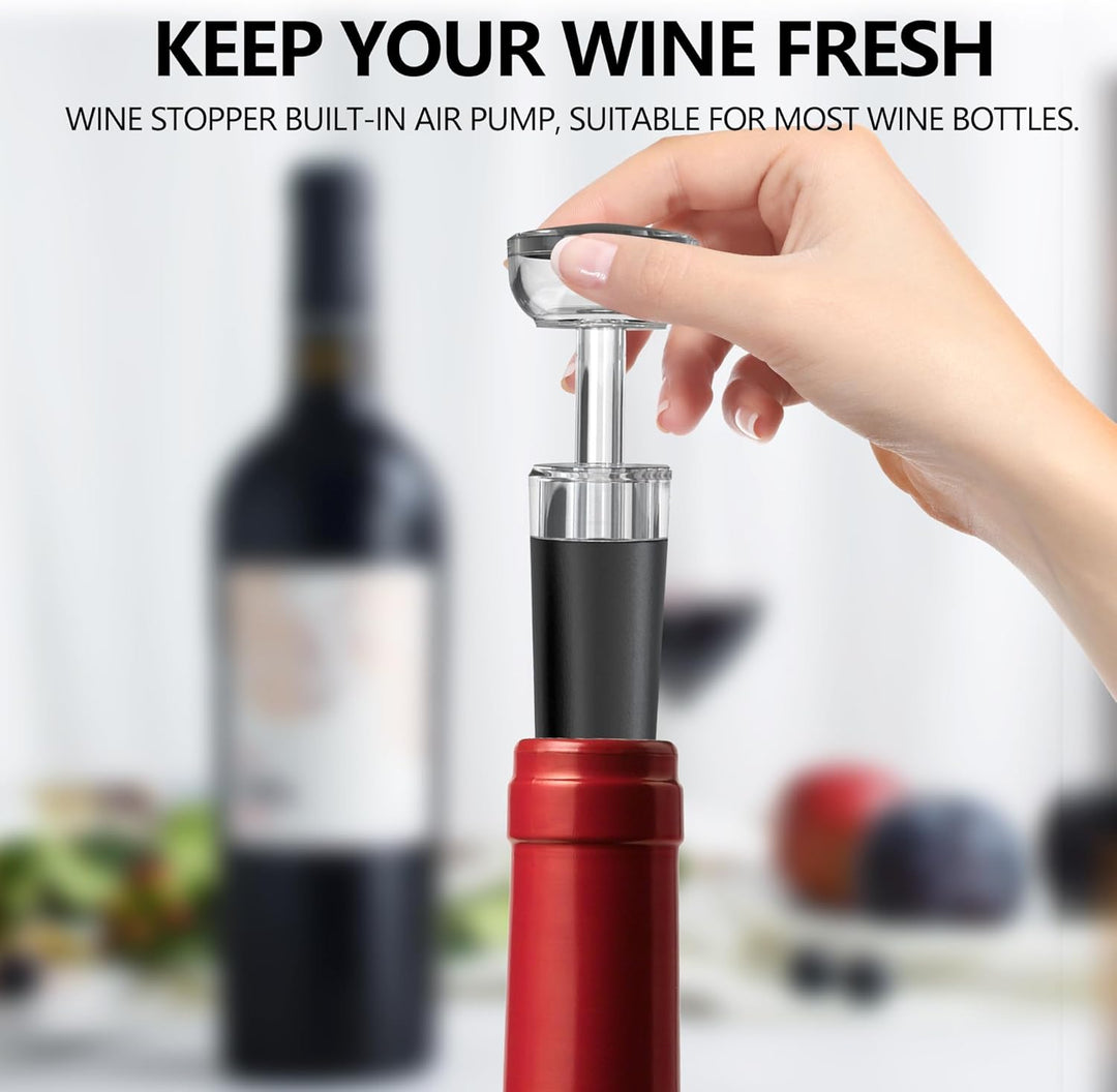 Electric Wine Bottle Opener Set Rechargeable Stainless Steel, 4 in 1 Automatic Electric Corkscrew, A