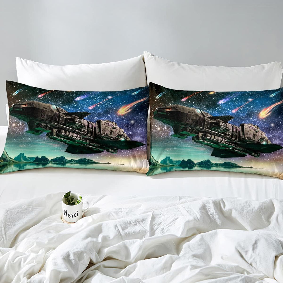 Homewish Raumschiff Bettwäsche-Sets Falling Stars Bettbezug Set Bunte Sternenhimmel-Tröster-Abdeckun