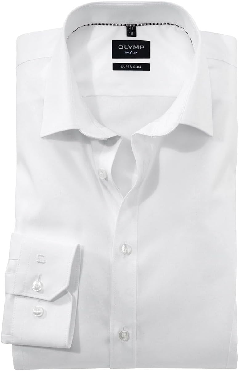 OLYMP Herren Businesshemd Langarm No. Six,Pin Point,super Slim,Modern Kent 36 Weiã, 36 Weiã