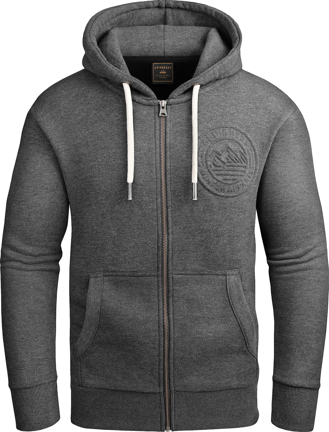 Grin&Bear Hoodie Herren Sweatshirt mit Reissverschluss GEC602 S Anthrazit, S Anthrazit