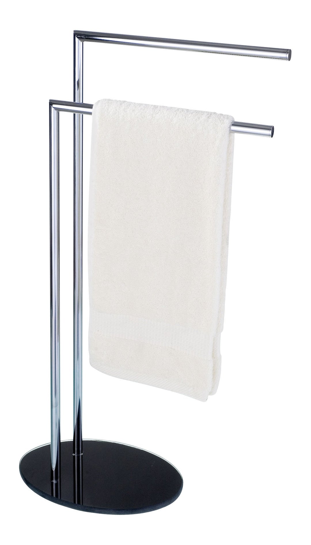 Wenko 18561100 Handtuch- und Kleiderständer Scopello - 2 Arme, Chrom, Glas, 49 x 82 x 23.5 cm, Chrom