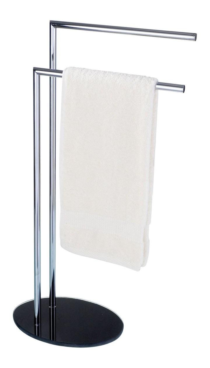 Wenko 18561100 Handtuch- und Kleiderständer Scopello - 2 Arme, Chrom, Glas, 49 x 82 x 23.5 cm, Chrom